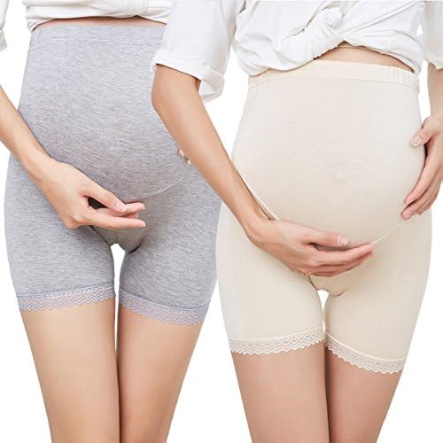 OuYun 2 Pack Women's Soft and Seamless Pregnancy Boyshorts Maternity Shapewear Belly Support