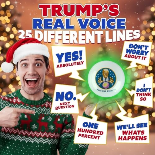 Talking President Predicto Fortune Telling Ball - Lights Up & Trump Talks - Ask Questions & Hear Donald Answer - Funny White Elephant Gifts for Men - Trump Christmas Merchandise, Gag Gift