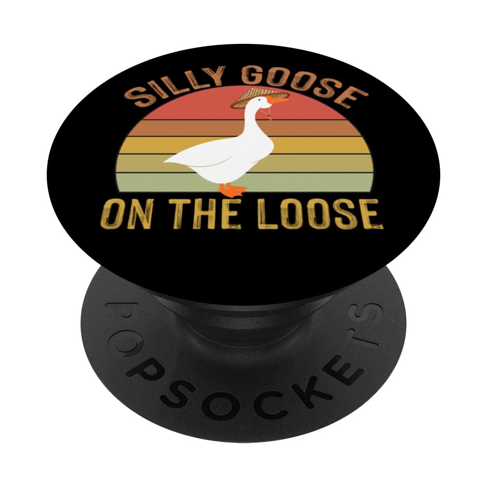 Retro Goose Shirts, Funny Geese, Silly Goose on the Loose PopSockets Swappable PopGrip