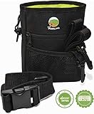 Happy Pets - Dog Treat Pouch for Training, Dog Treat Bag Training Pouch, Adjustable Waist Belt or Over the Shoulder Strap, Mesh Pouch, 2 Zippered Pockets, Dog Treat Bag - Black | Lifetime Warranty