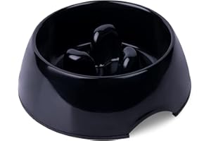 SuperDesign SUPER DESIGN Gobble-Stop Slow Feeder Dog Bowl Slow Eating Anti-Gulp BPA Free Melamine Bowl Fun Interactive Pet Bowl for Dogs Cats Puppies, Small, Black