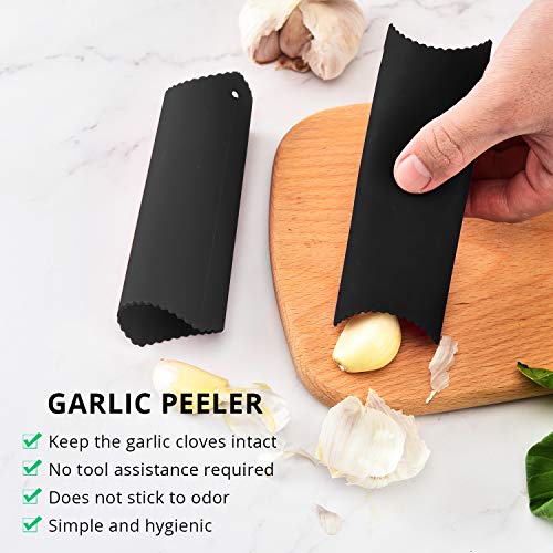 DOVAVA Can Opener, Garlic Press, Peeler,Garlic Peeler,Cleaning Brush Kitchen Accessories Tool Set-5 for Family Cooking Walnut Peanut Ginger