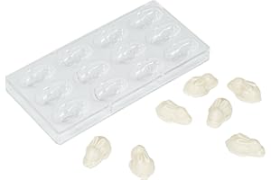 Restaurantware-Pastry Tek 10.8 x 5.3 Inch Chocolate Shaping Molds, 10 Freezable Bunny Shaped Candy Molds - 12 Cavities, Dishw