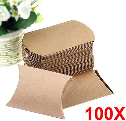 Cute Kraft Paper Pillow Favor Gift Box Wedding Party Favour Gift Candy Boxes Paper Gift Box Bags Supply 100pcs