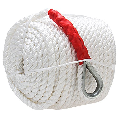 Strong Dockline, Bang4buck Twisted Braid Anchor Rope, 3/4 inch 200 Feet Polypropylene Dock Lines for Boat/ Sailboat Mooring, Docking, Towing- With Thimble and 12592LB Breaking Strain