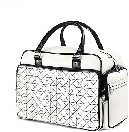 荷物袋 男性の女性のための靴のコンパートメントウィークエンドトラベルバッグ付きPUゴルフの服バッグスポーツダッフルバッグジムバッグ フィットネスバッグ (Color : White, Size : 48X30X26CM)