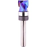 Top Bearing Compression Flush Trim Router Bit 1/4" Shank 1/2" Cutting Dia | 1/2" Cut Height Spiral Up-Down Template Pattern Flush Cut Router Bit for Woodworking Trimming