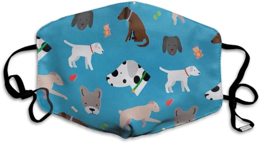 CIGOCI Anti-Dust Adjustable Elastic Strap Face Mask for Women Men Kids, Cute Dog and Dog Face Reusable Half Face Mouth Mask for Pollen Smog, Dental, Running - Anti Pollution