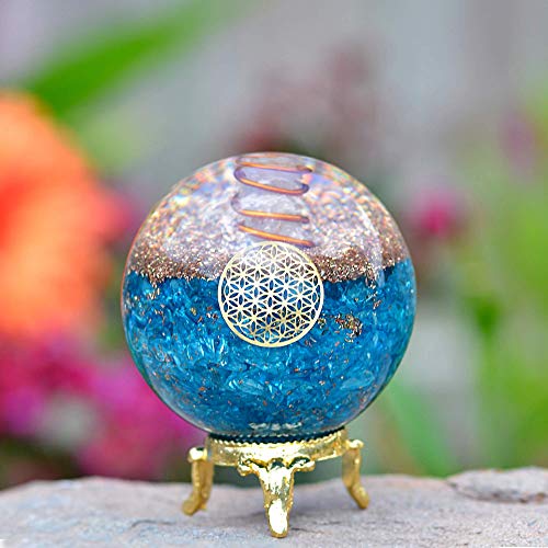 Orgonite Crystal Blue Aquamarine Crystal Ball with Stand for Positive Energy, E-emission Protection and Chakra Balancing… - Image 8