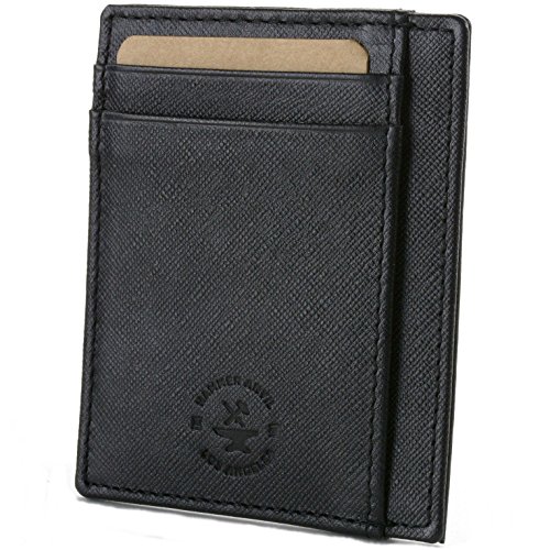 Hammer Anvil RFID Blocking Minimalist Genuine Leather Slim Front Pocket Wallet CH Black - Thumbnail 5