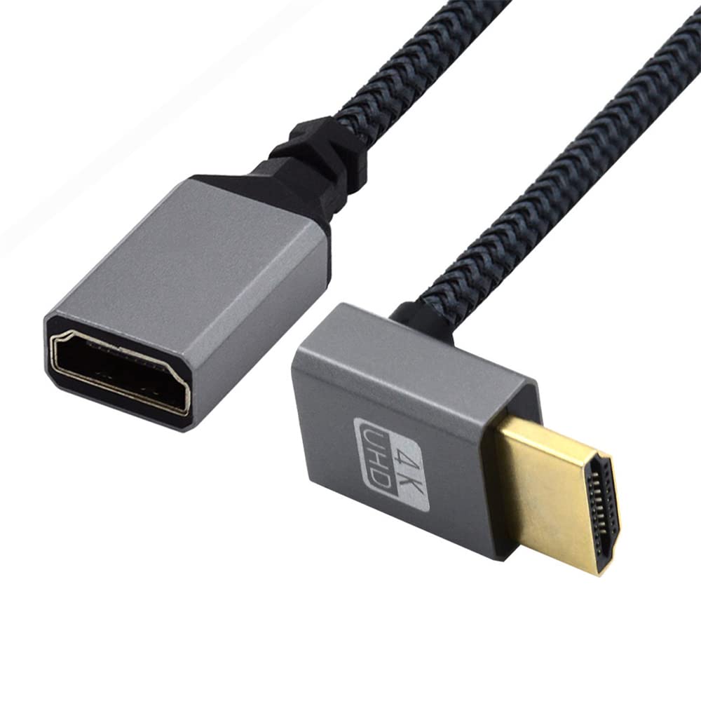 NFHK HDMI 1.4 Type A Male to A Female Extension Cable Down Angled 90 Degree Support HDTV 4K 60hz 3D — image 1