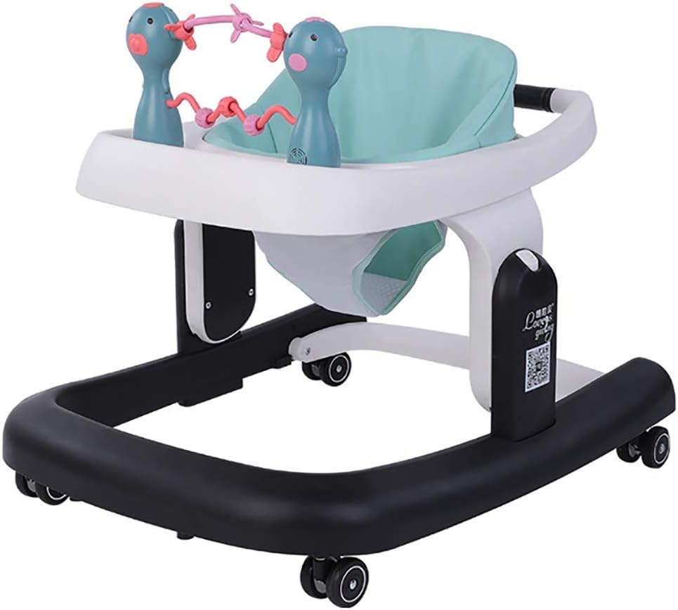 Yuany Adjustable Baby Walkers, Anti-Rollover Folding Walker Four Universal Wheeled Walker Baby with Easy Clean Tray for Girls Boys 6-18Months Toddler,A
