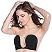 Deceny CB Invisible Bras for Women Push Up Strapless Self Adhesive Silicone Bra (Cup E, Black)