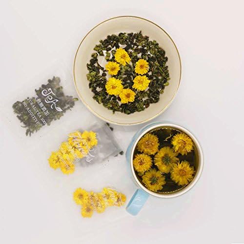QSSM Organic Premium Tea Chinese Tea Tieguanyin Oolong (Iron Goddess of Mercy ) Tea and Flower Tea, Natural Ingredients No Additives Decaffeinated ( Oolong Tea+ Tribute Chrysanthemum Tea, 12 Bags)