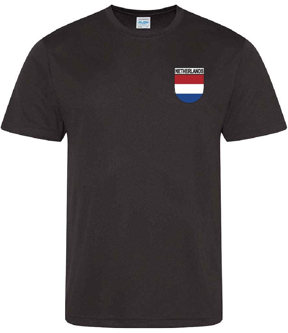 Holland Netherlands Dutch Printed Supporters Unisex Mens Womans T-Shirt for World Cup Football Euros Rugby Non Official (as8, Alpha, x_s, 3X_l, Regular, Regular, Black, Large)