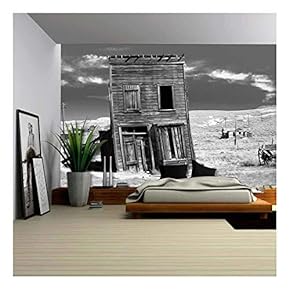 Old Building Propped Up by a Wooden Post in an Old West Ghost Town. - Removable Wall Mural | Self-Adhesive Large Wallpaper - 66x96 inches