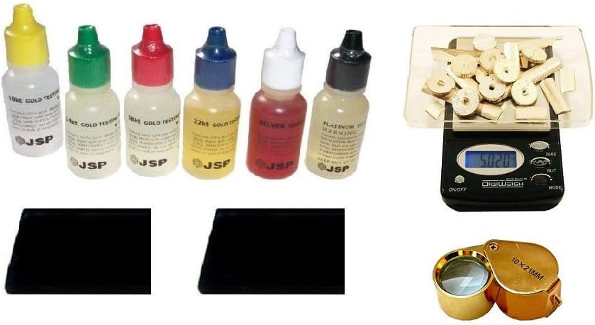 PuriTEST Brand Identify Gold Sterling Silver-6 Testing Bottle KIT-Scale-Eye Piece