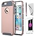 iPhone 6/6s case KXLY 2 in 1 Hybrid Heavy Duty Shockproof Protective Cover Hard PC Rugged Soft TPU Bumper Dual Layer +Tempered Glass Screen Protector+Stylus[Rose Gold-Gray]