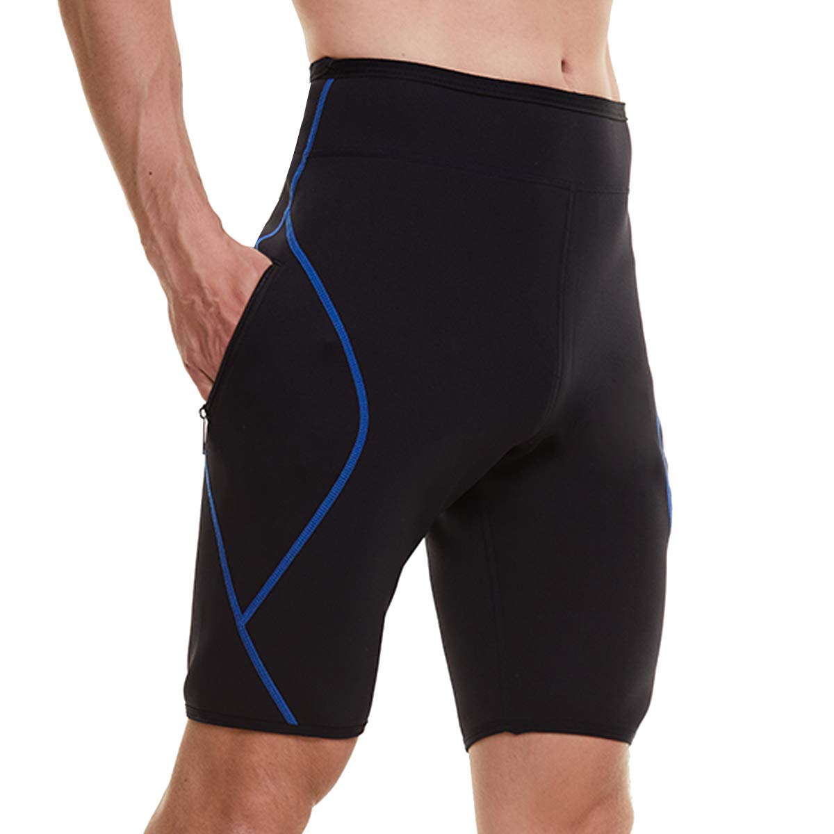 Photo 1 of NonEcho Mens Neoprene Sauna Sweat Workout Compression Shorts Body Shaper Slimming Yoga Pants with Zipper Pocket Black SIZE 2XL  