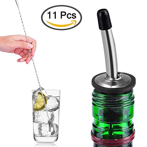 SENHAI 10 Pieces Wine Liquor Bottle Pourers with 12inch Long Handle