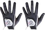 FINGER TEN Men’s Golf Glove Rain Grip Pair Both Hand 2 Pack Left Right Hand, Hot Wet Weather No Sweat, Black Gray Green, Fit Size Small Medium Large XL