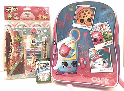 Shopkins 3 Piece Bundle: Includes Backpack, Stationary Set, Crayola Crayons