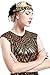 BABEYOND 1920s Flapper Headband Roaring 20s Gatsby Headpiece Black Feather Headband 1920s Flapper Hair Accessories (Gold)