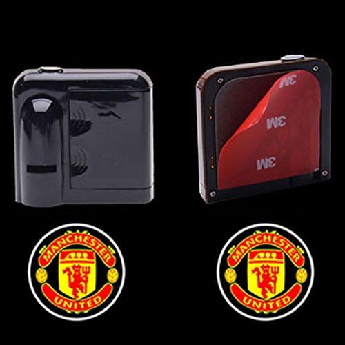2PCS 5W Universal Wireless Courtesy No Drill Magnetic Car LED Door Welcome Projector Logo Ghost Shadow Laser Lights for MANCHESTER UNITED Club Team Logo Auto Accessories