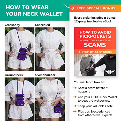 HERO Neck Wallet RFID Blocking Passport Holder Easy to Conceal