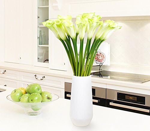 Kashinfuh 10 Pcs Artificial Fake Calla Lily Flowers Floral Arrangement Wedding Bridal Bouquet Home Wedding Party Decorations Green Color