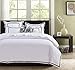 Hotel Luxury 3pc Duvet Cover Set- Elegant White/Black Trim Hotel Quality Design- Wrinkle & Fade Resistant Bedding - King/Cal King
