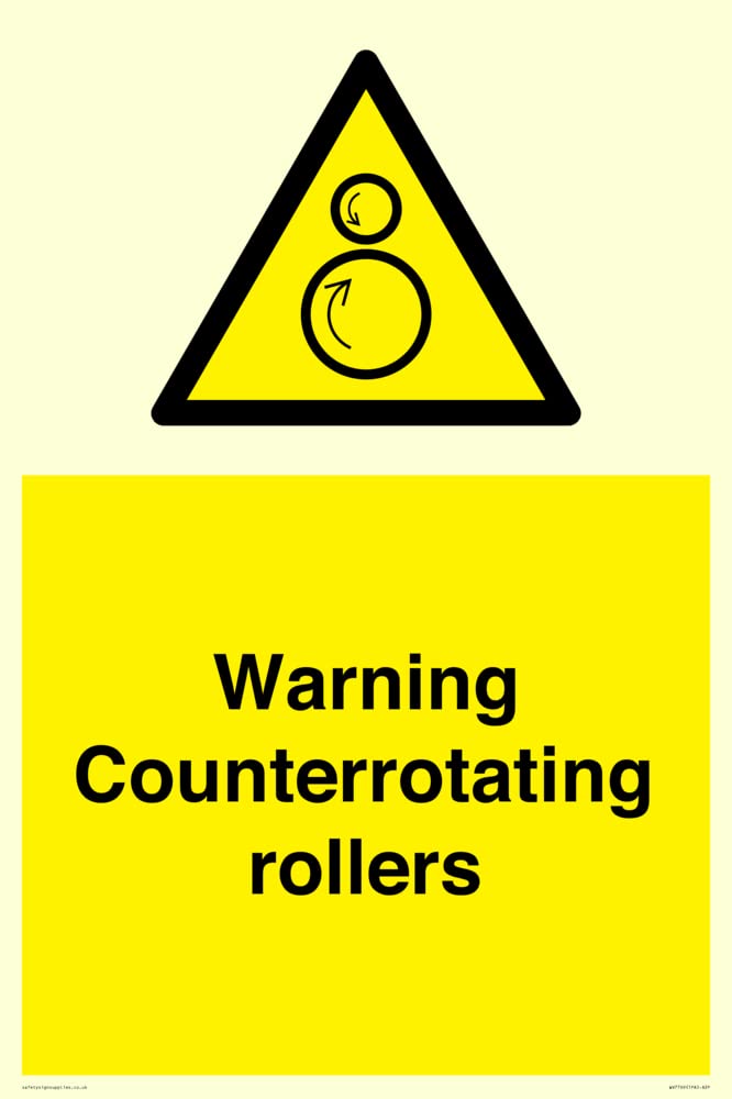 Warning Counterrotating rollers Sign - 400x600mm - A2P
