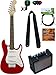 Squier by Fender Mini Strat Electric Guitar - Red Bundle with Amplifier, Instrument Cable, Tuner, Strap, Picks, Austin Bazaar Instructional DVD, and Polishing Cloth