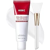 KOEC Real Collagen Peel Off Face Mask,Overnight Wrapping Facial Mask,Deep Hydrating & Restores Elasticity & Refine Pores,Hydrolyzed Collagen with 500 DA for Glass Glow Skin,1.69 fl.oz