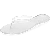 OMGard Flip Flops for Women Jelly Shoes Thong Sandals Jellies Flats Clear Slipper Summer Beach Pool Slides Size 10 Slip On Quick Drying Soft