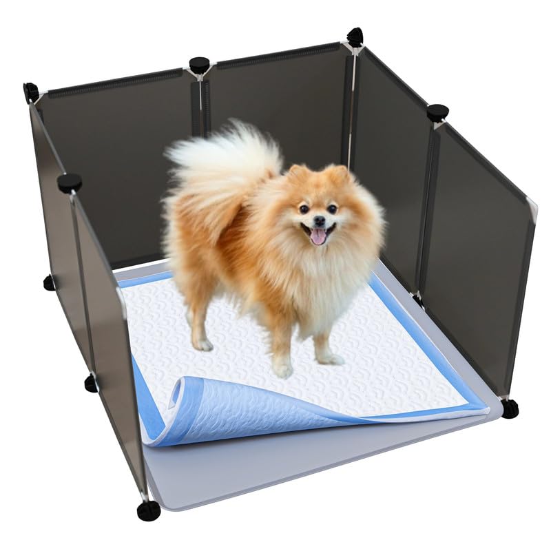 Photo 1 of TidyFriend Litter Box Splash Guard, Litter Box Pee Shields for Dogs, Easy to Clean Indoor Dog Fence with Puppy Pee Pad Holder Tray Fits for 24” x 24” Peepads