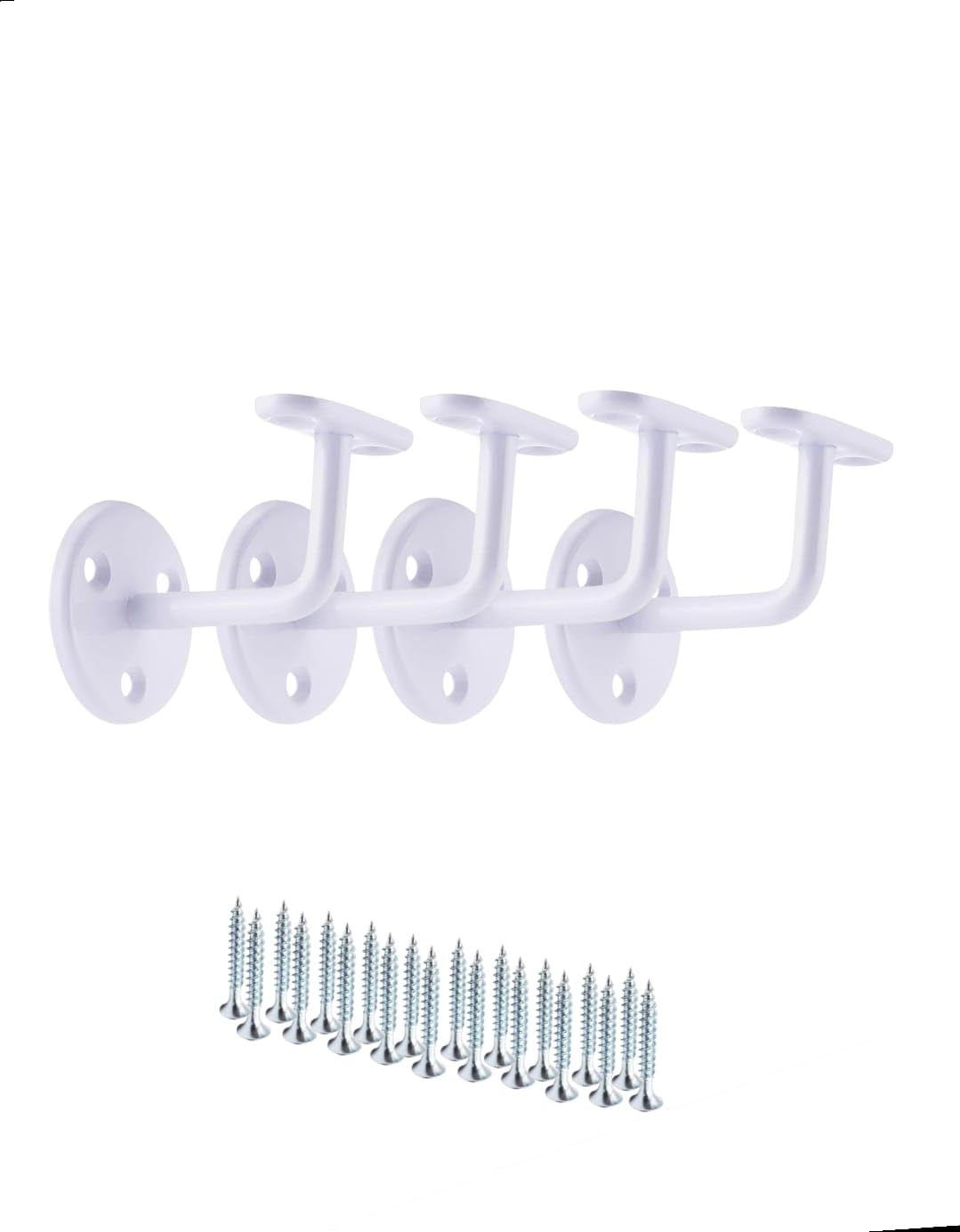 Set of 4 White Handrail Brackets, 63mm Banister Brackets for Stair Banister Handrail.