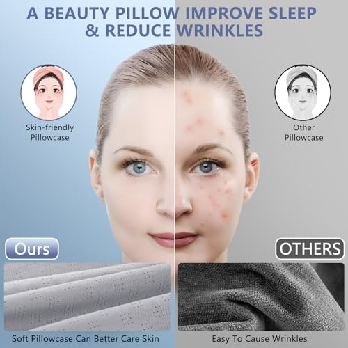A-Pce Memory Foam Pillow for Neck and Shoulder Pain–Orthopedic Cervical Pillow,Queen Size 65*39CM, Medium Firm Support,Removable & Machine Washable Ice Silk Cover for Side/Back/Stomach Sleepers–Gray