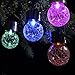 Set of 4 Color Changing & Warm White LEDs Crackle Glass Hanging Lights by SOLAscape