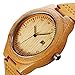 CUCOL Wooden Watch for Men Fashion Casual Watch Brown Cowhide Leather Strap Wood Watch with Box (date)
