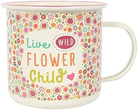 10cm Enamel Mug - 500ml (Live Wild Flower Child)