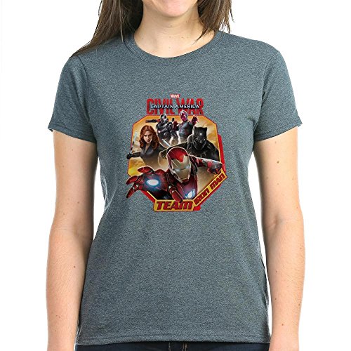 CafePress - Team Iron Man Hexagon Women's Dark T-Shirt - Womens Cotton T-Shirt, Crew Neck, Comfortable & Soft Classic Tee