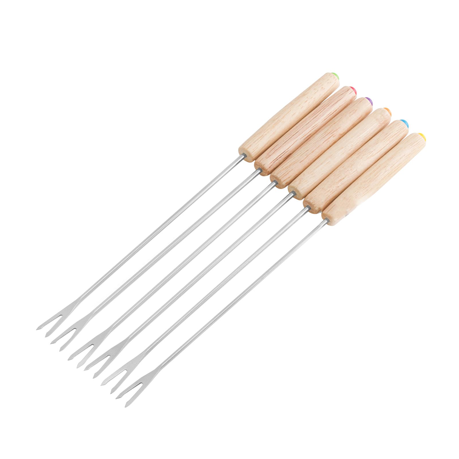 Pack of 6 Stainless Steel Fondue Forks, Skewers, Fondue Fork, Fondue Skewers with Wooden Handle, Fondue Skewers for Cakes, Chocolate, Fruit, Cheese, Fondue