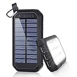 Solar Charger, Dostyle 8000mAh Portable Solar Power Bank External Backup Battery Pack 3 USB Ports Solar Phone charger with 21 LED light for iPhone, iPad, Samsung Galaxy & other Android Smart Devices