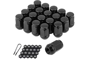 M12x1.5 Lug Nuts Black Lug Nuts M12-1.50 Acorn Lug Nuts 12x1.5 19mm (3/4") Hex 1.38" Long Set of 20 Wheel Lug Nut Fits for Fo