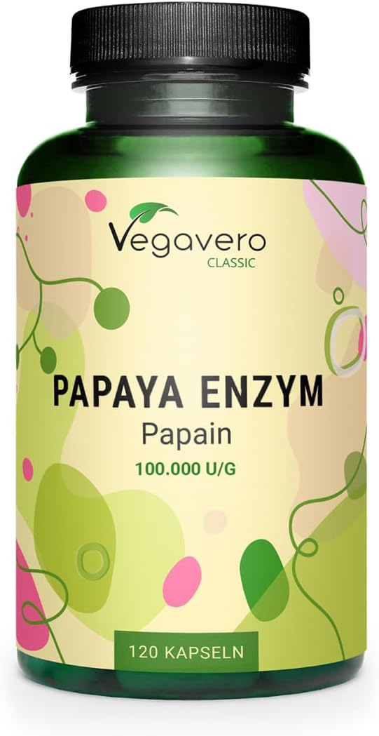 Vegavero Papaya Enzyme 2100 mg Papain 120 Vegan Capsules