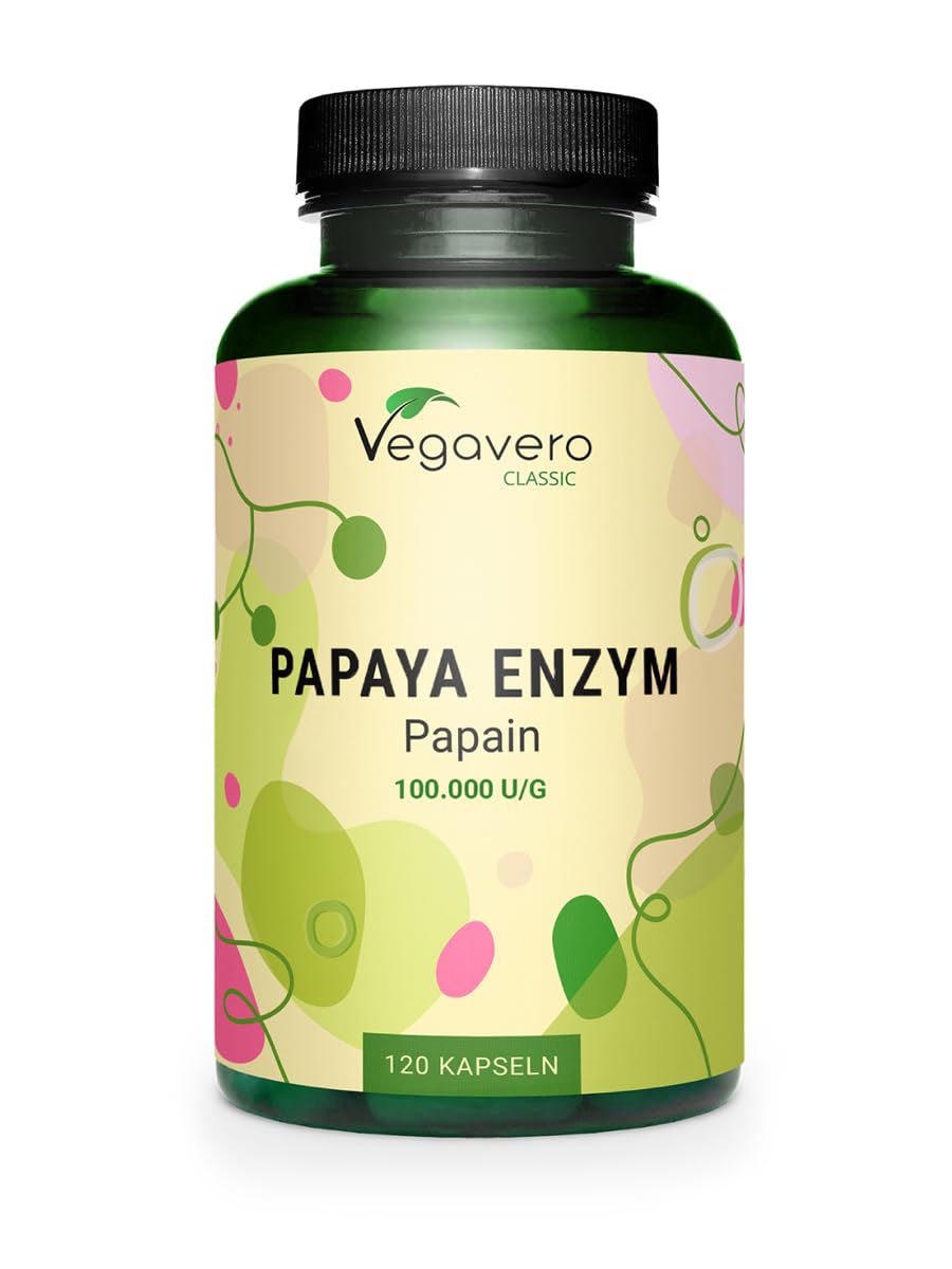 Vegavero Papaya Enzyme | 2,100 mg Papain | 100% Natural: Carica Papay Fruit Extract | NO Additives | 120 Vegan Capsules