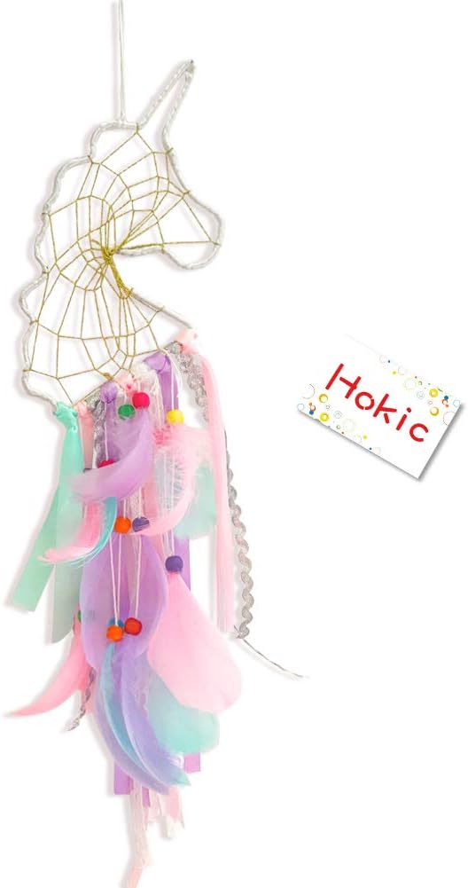 Hokic Unicorn Dream Catcher Wall Hanging Colorful Handmade Dreamcatchers for Kids/Girls Bedroom Unicorn Theme Birthday Party