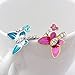 NEOGLORY Jewelry Pink Butterfly Rings with Colorful Rhinestone Birthday Christmas Gifts for Women