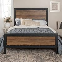 Home Accent Furnishings New Rustic Queen Industrial Wood and Metal Bed - Includes Head and Footboard